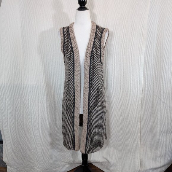 Club Monaco Wool Alpaca Blend Knit Sweater Vest Longline Textured XS Neutral - Picture 1 of 9